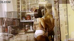 athletic mature slut fucked bent over kitchen counter