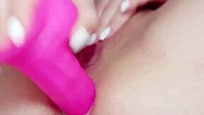 petite brunette slut stretches wet pink pussy and tight ass with dildo solo homemade