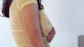 wanna watch this cute brunette teen grope her tits in the mirror?