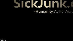 skinny teen shoves dildo deep ass atm bathroom suck toy masturbation