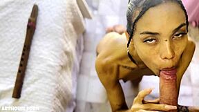 Violeta Grey can't stop sucking, riding, and footjobbing that big cock