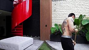 sara blonde's huge tits bounce in tremendous anal creampie with employee