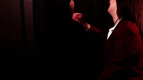 student in stockings deepthroats cum at gloryhole first time