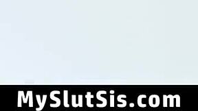 Stepsis shakes tight ass in his face then rides cock cowgirl hardcore