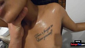 amateur teen couple goes wild with horny shower doggystyle pounding