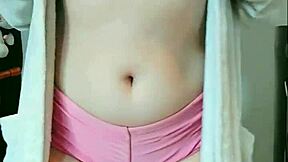 cute pigtails student so horny after shower gropes boobs pussy