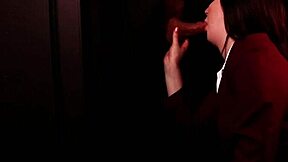 student in stockings deepthroats cum at gloryhole first time