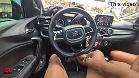 jujuba baiana's first ride on big cock ends with creampie in car!