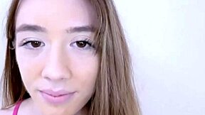 Head-turning brunette model strips and fucks during casting audition couch