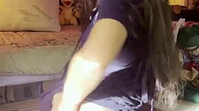 petite brunette strips stockings teases pussy quick afternoon play