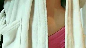 cute pigtails student so horny after shower gropes boobs pussy