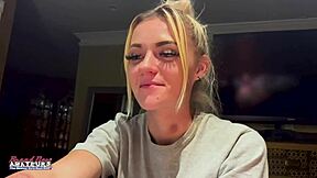 petite blonde sassy teases juicy tits and wet pussy before kinky rimjob swallow