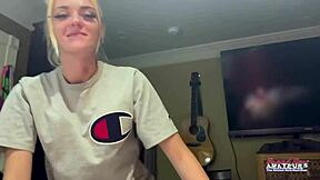 petite blonde sassy teases juicy tits and wet pussy before kinky rimjob swallow