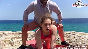 german amateur teen tries risky outdoor public sex on holiday