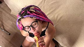 teaser devours giant cock in kitchen eating fetish roleplay