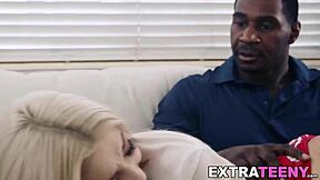 Tiny Blonde Sia Lust Drains Huge BBC Cumshot in Hardcore Pound