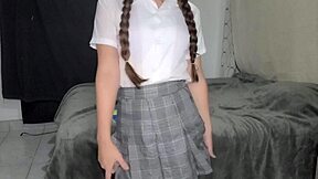 tiny cdmx schoolgirl masturbates for perverted teacher's commands at his house
