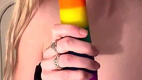 Tiny Teen Rides Arm-Thick Dildo Deep In Tight Pussy Till Cum Leak