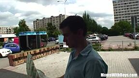 curious european blonde cougar milf takes double young cocks anal blowjob cumshot