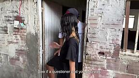 skinny colombian teen rides stranger's cock outdoors creampie