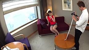 damn tall japanese college girl with huge natural tits flashes armpits and skirt in secret photoshoot!