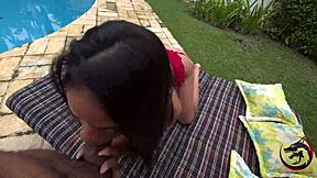 bareback bbc blowjob cum in mouth natasha rios poolside interracial pounding