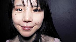 super cute 18yo japanese girl gags on huge cocks in homemade threesome pov