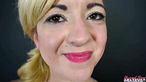 Petite blonde Keyton deepthroats cock before wet pussy pounding!