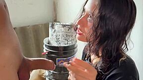 skinny colombian teen rides stranger's cock outdoors creampie