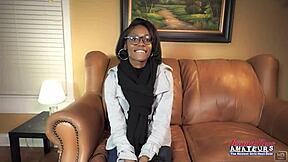 sylvia nerdy brunette gets ass pussy banged interracial cum swallow