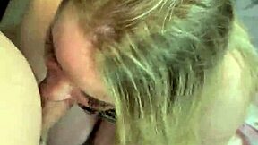 blonde stepmom in lingerie blows tattooed son in bedroom