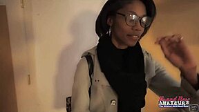 sylvia nerdy brunette gets ass pussy banged interracial cum swallow