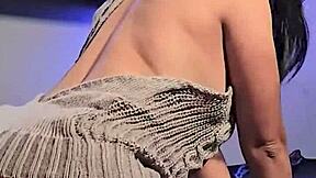 Tanned Petite Latina MILF Moans in White Thigh-High Socks During Bedroom Doggystyle Pounding