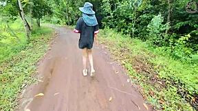 thai girl walks showin pussy roadside thai audio clear 🌳😏💦