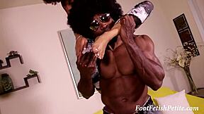 petite teen strokes cock wildly ending in thick footjob cumshot