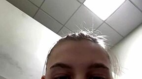 Gym slut fingering ass with plug in public