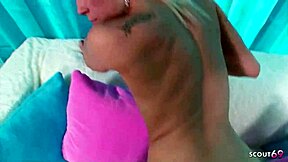 Skinny Pigtails Blonde Takes First BBC Creampie