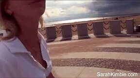 Sweet Sarah Kimble blades park flashing naked pussy closeup