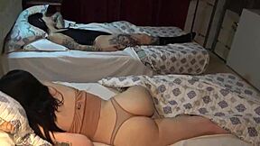 Stepsister's Bedroom Sneak-In Leads to Rough FFM Fuck Fest