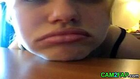 Blonde Webcam Slut Swallows Cumshot After Deepthroat Facial Finish