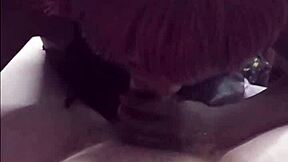 redhead black slut in dress slurps tiny boss cock at hostel