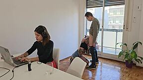 Heart pounding as I fuck her boyfriend right behind her