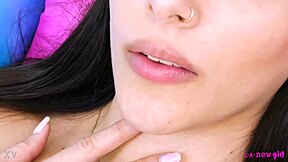 enchanting petite brunette teases daddy with her sexy milf body on sofa photoshoot