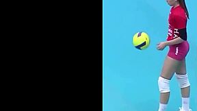 a hot young woman crams bikini deep into her big ass cheeks