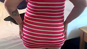 Petite girl teases her panty lines slow and seductive in bedroom play