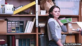 megan sage slinks in shop for hardcore teen blowjob on small tits babe