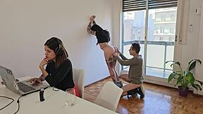 Heart pounding as I fuck her boyfriend right behind her