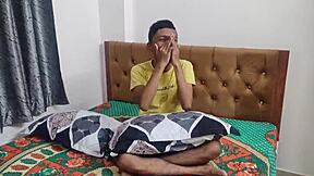 desi ffm threesome 😍 two amateurs fuck skinny boy doggystyle with juicy licks and squirting 💦