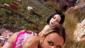 carolina de lys devours commander's cock outdoors heels cumshot