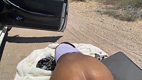 skinny ebony luvs FAT bbc bending her outdoors...